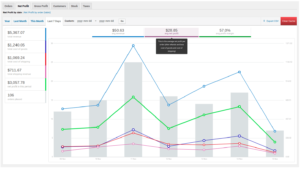 Net Profit by Date showing an example of the tooltip functionality